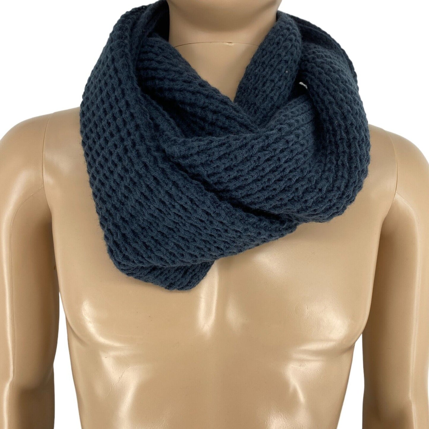 JACK & JONES Mens Navy Blue Waffle Knit Tube Scarf