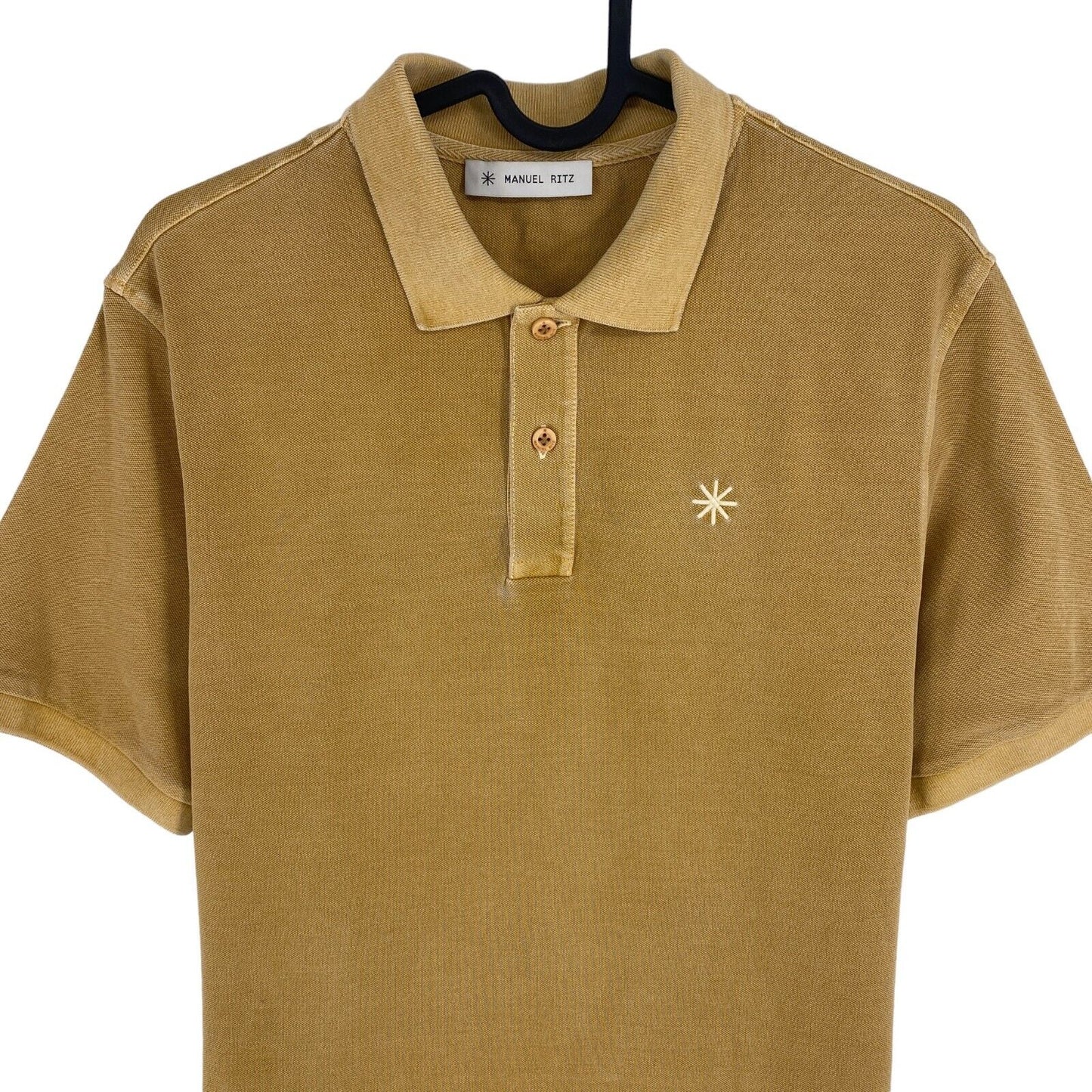 MANUEL RITZ Men Brown Solid Short Sleeves Pique Polo Shirt Size L