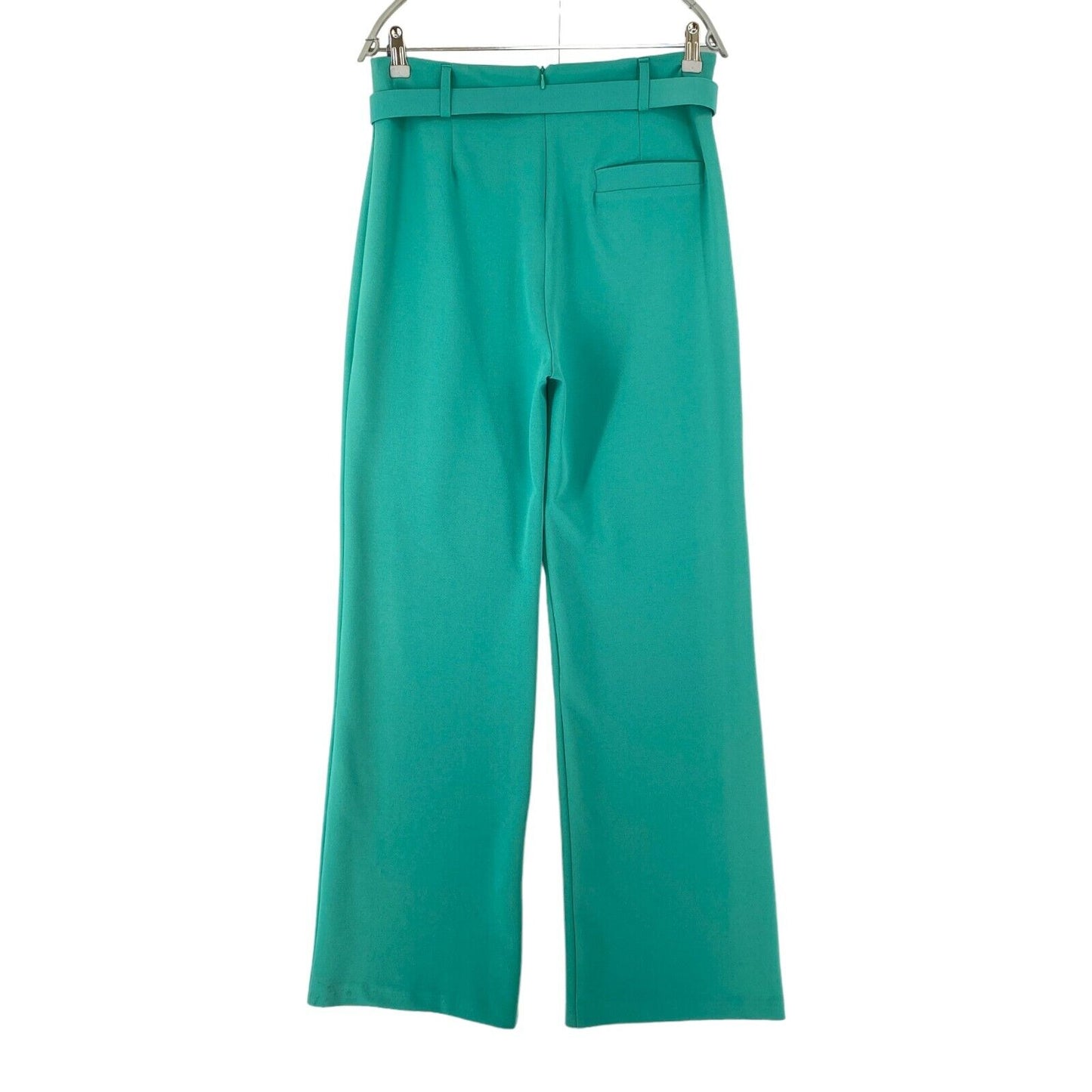 IMPERIAL Women Turquoise Blue Relaxed Wide Leg Fit Dress Trousers Size W30 L32