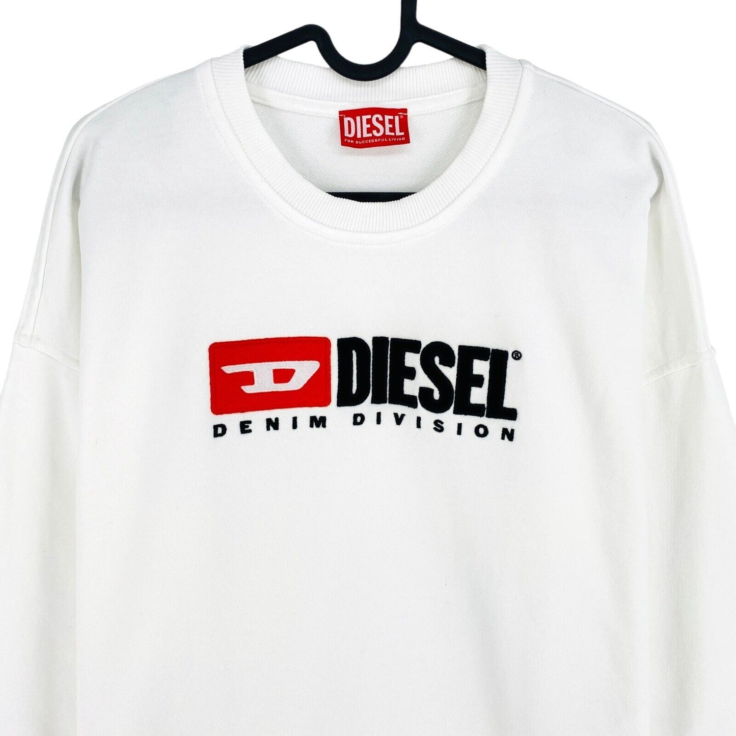 DIESEL, weißes Pulloverkleid mit Rundhalsausschnitt, Größe 2XS XXS