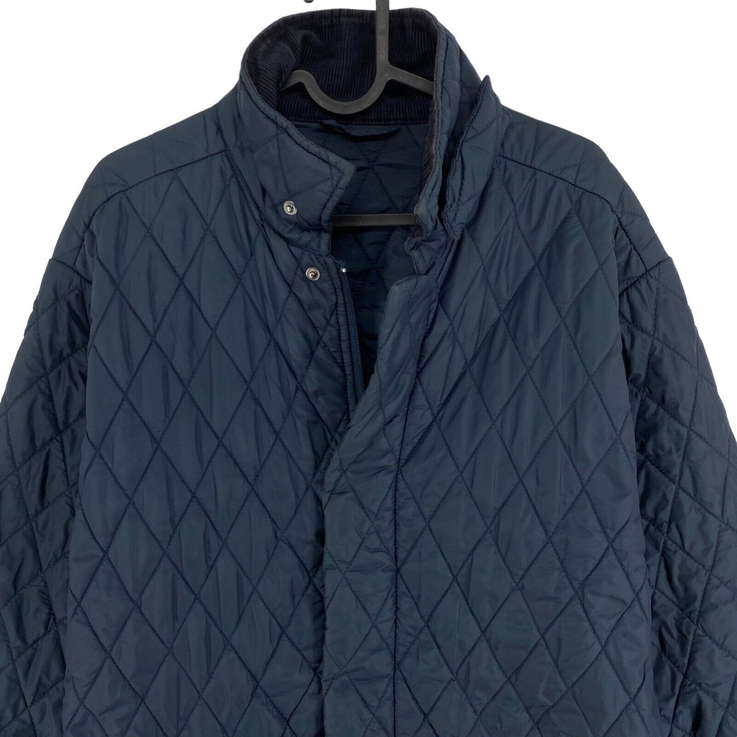 HENRY LLOYD Navy Blue Quilted Long Coat Jacket Size M