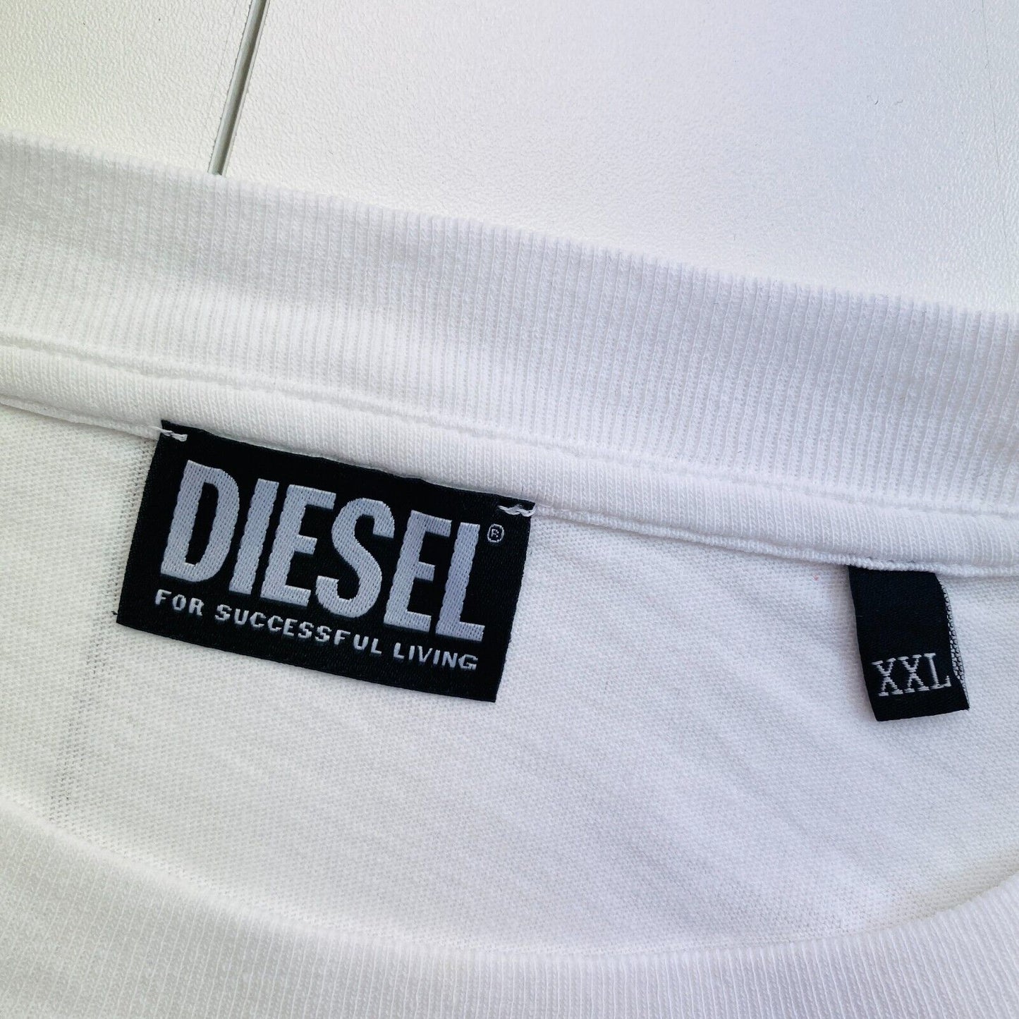 DIESEL Men White T-WASH-E1 Crew Neck T Shirt Size 2XL XXL