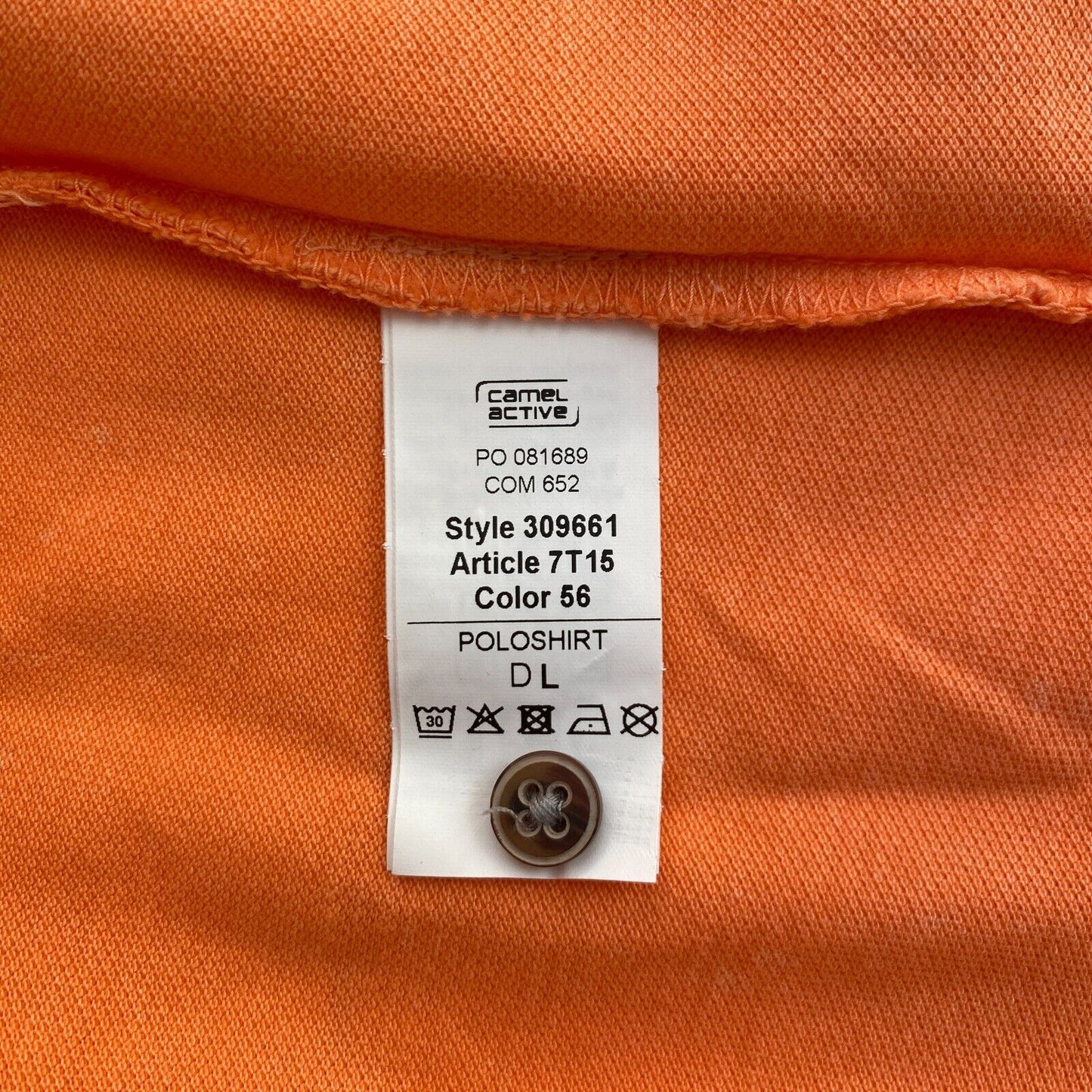 Camel Active Light Orange Pique Polo SS Shirt Size L