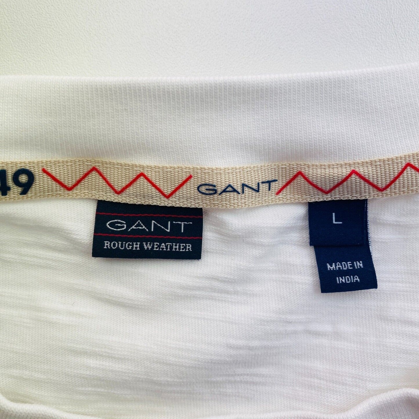 GANT ROUGH WEATHER Women White Graphic Crew Neck Short Sleeves T Shirt Size L