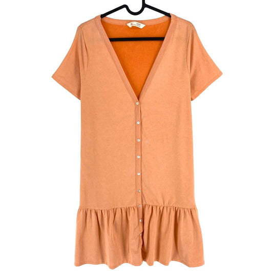 ODD MOLLY Women Light Orange V Neck Dina Ruffle Dress Size 2 / M