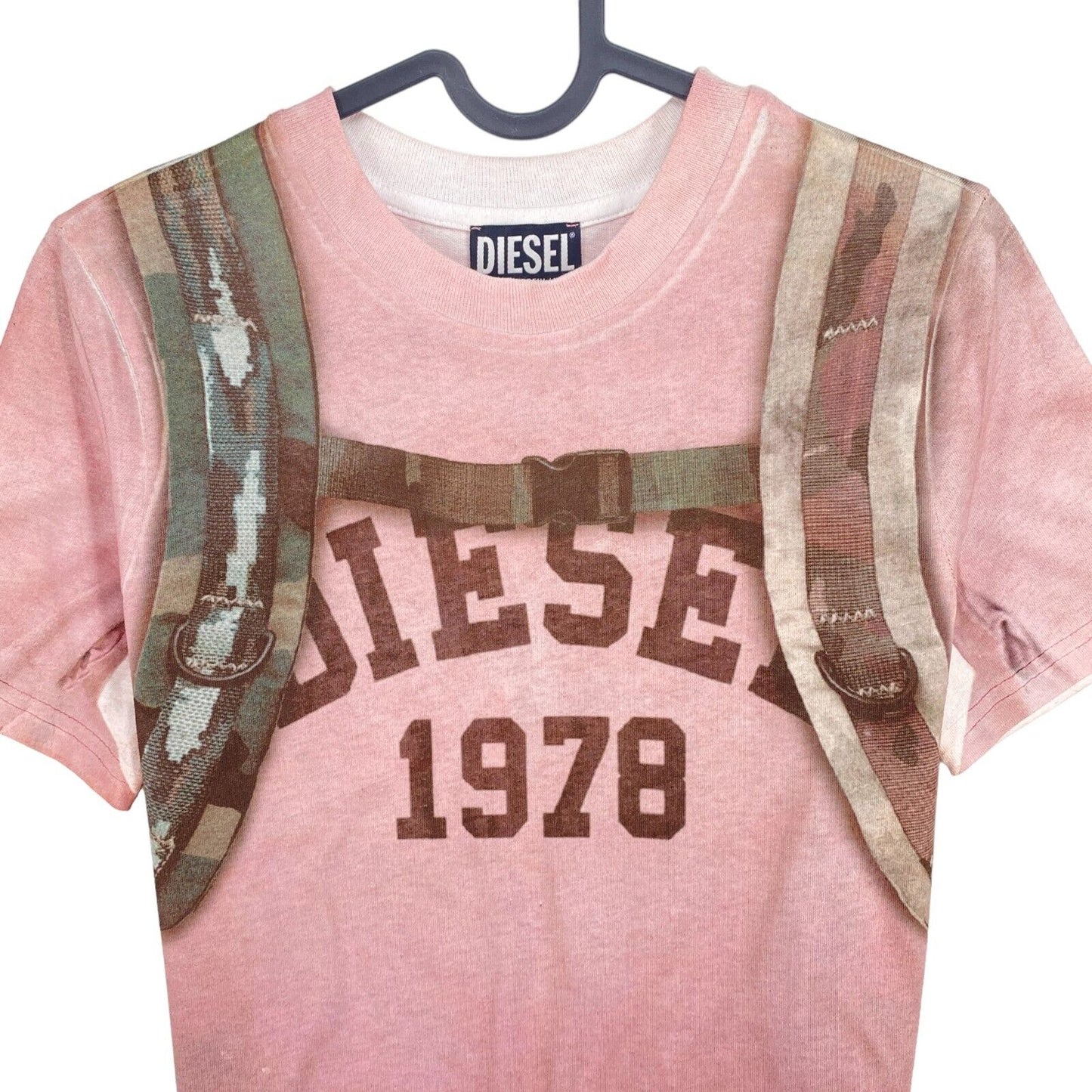 DIESEL Women Pink T-REG-E5 Printed Crew Neck Short Sleeves T Shirt Size S