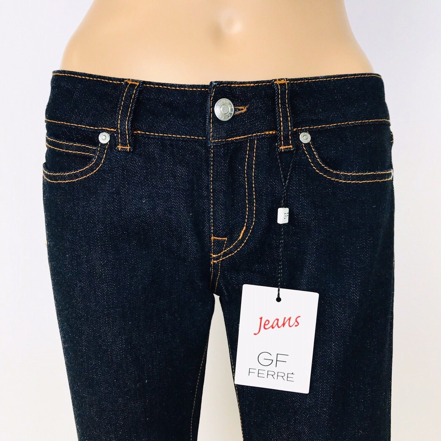 Gianfranco GF Ferre Jeans Cropped Straight Dark Blue Jeans Size W26 / IT40 / UK8