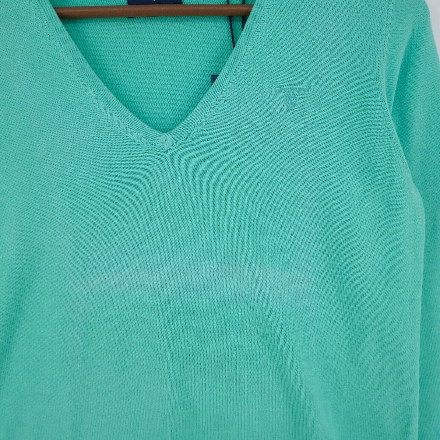 GANT Green V Neck Cotton Sweater Jumper Size S