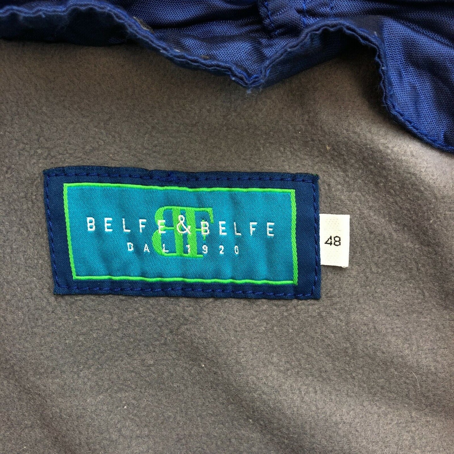 BELFE & BELFE Vintage Navy Blue Hooded Rain Jacket Coat Size 48