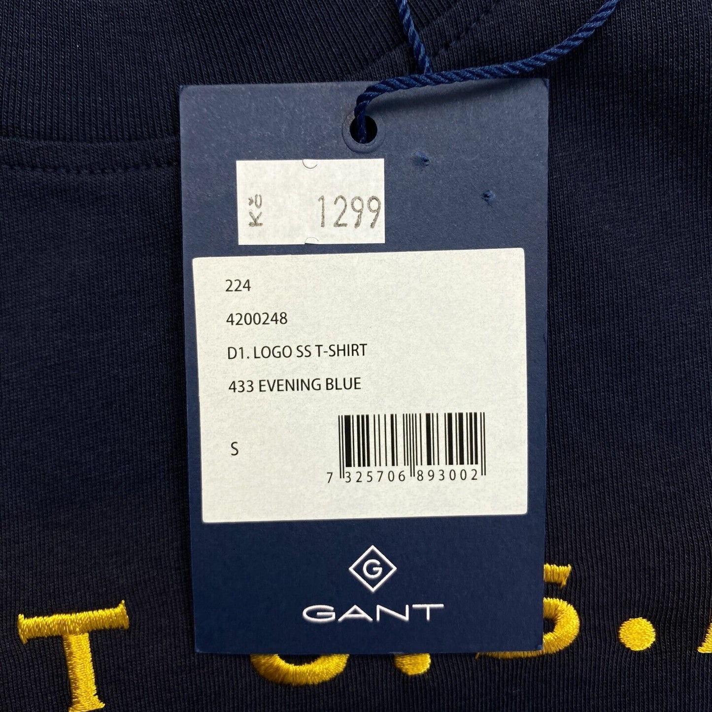 GANT Women Navy Blue Logo Crew Neck Short Sleeve T Shirt Size S