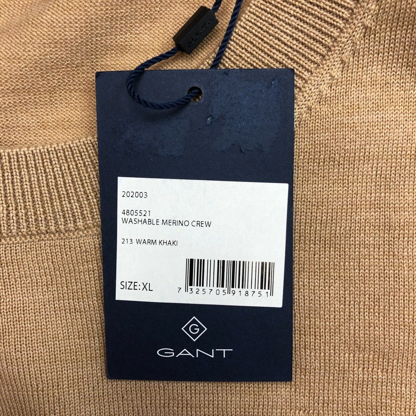 GANT Pull en laine mérinos lavable à col rond marron Taille XL