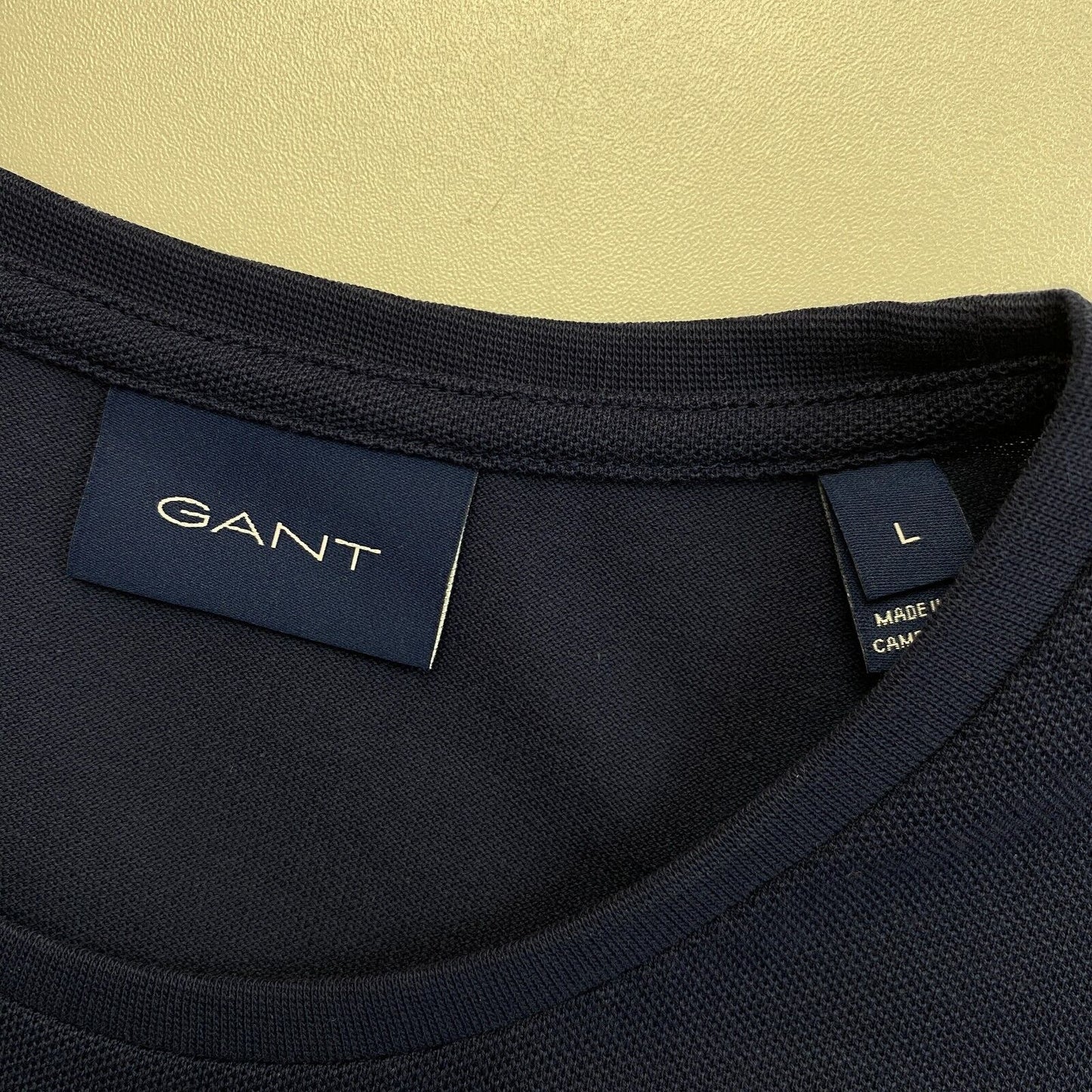 GANT T-Shirt mit Rundhalsausschnitt, Piqué, Marineblau, Größe L