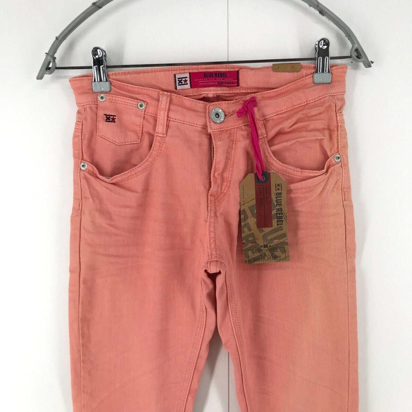 BLUE REBEL Damen Jeans in Super Skinny Fit, Rosa, Größe 14 W26