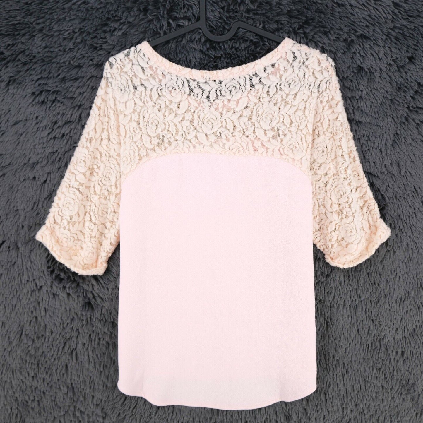 NAF NAF Light Pink Lace Crew Neck Blouse Size 38