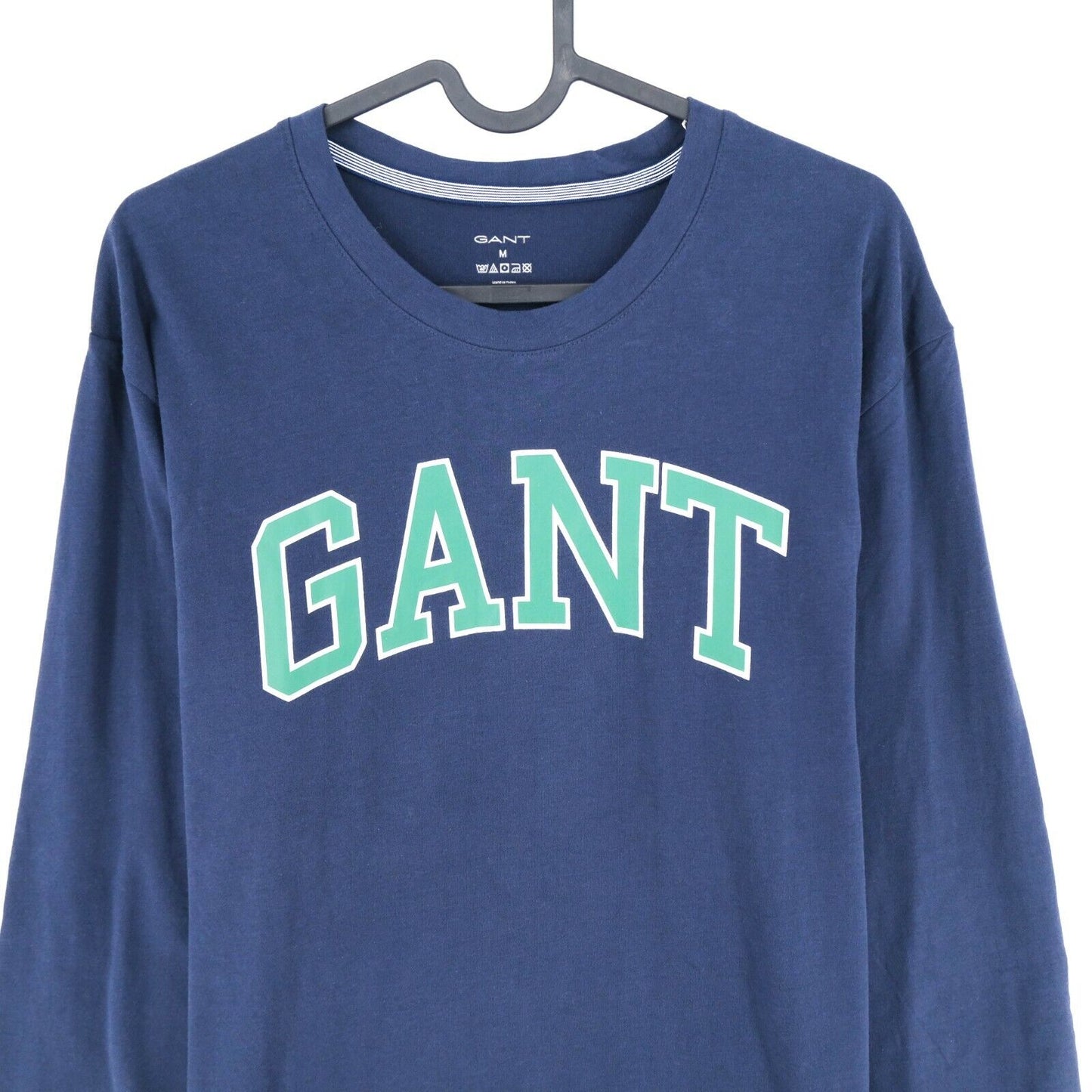 GANT Navy Blue Big Logo Crew Neck Long Sleeves T Shirt Size M