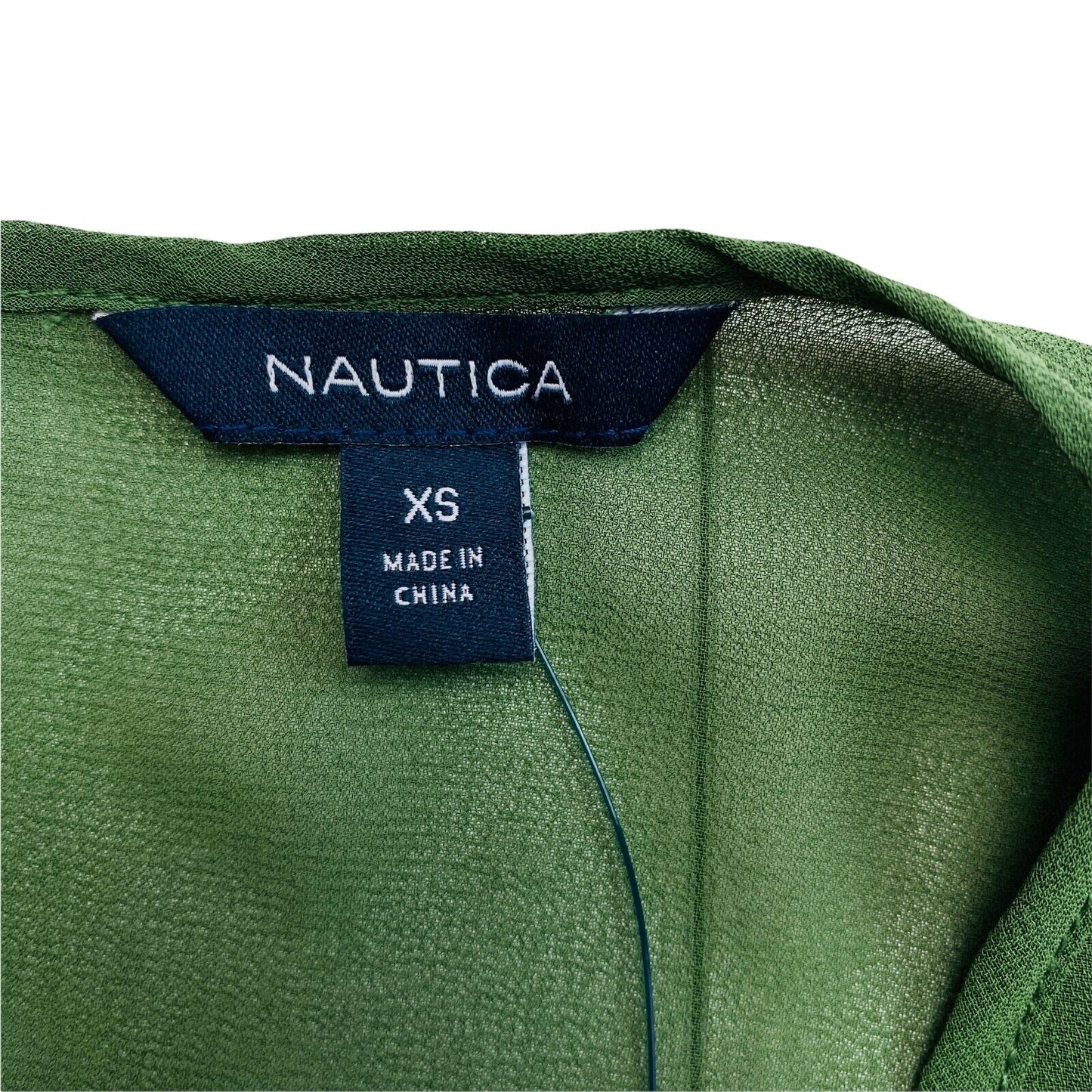 NAUTICA Dunkelgrüne ärmellose Bluse mit Rundhalsausschnitt, Größe XS