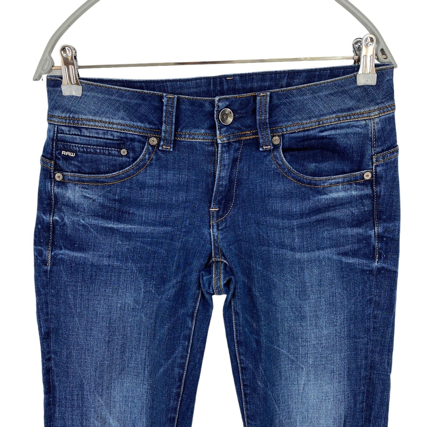 G-STAR MIDGE Damen Jeans, Blau, mittlere Leibhöhe, normale Passform, gerade Passform, Größe W30 L30