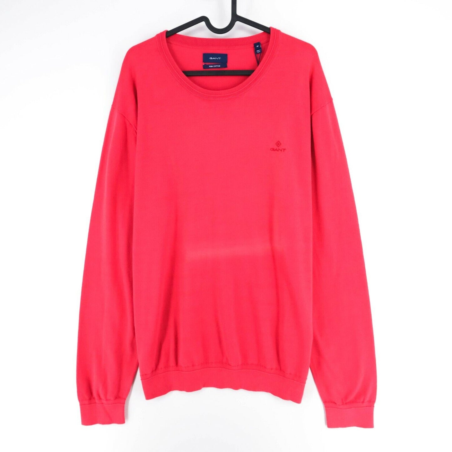 GAN Red Pima Lux Contrast Crew Neck Jumper Sweater Size M