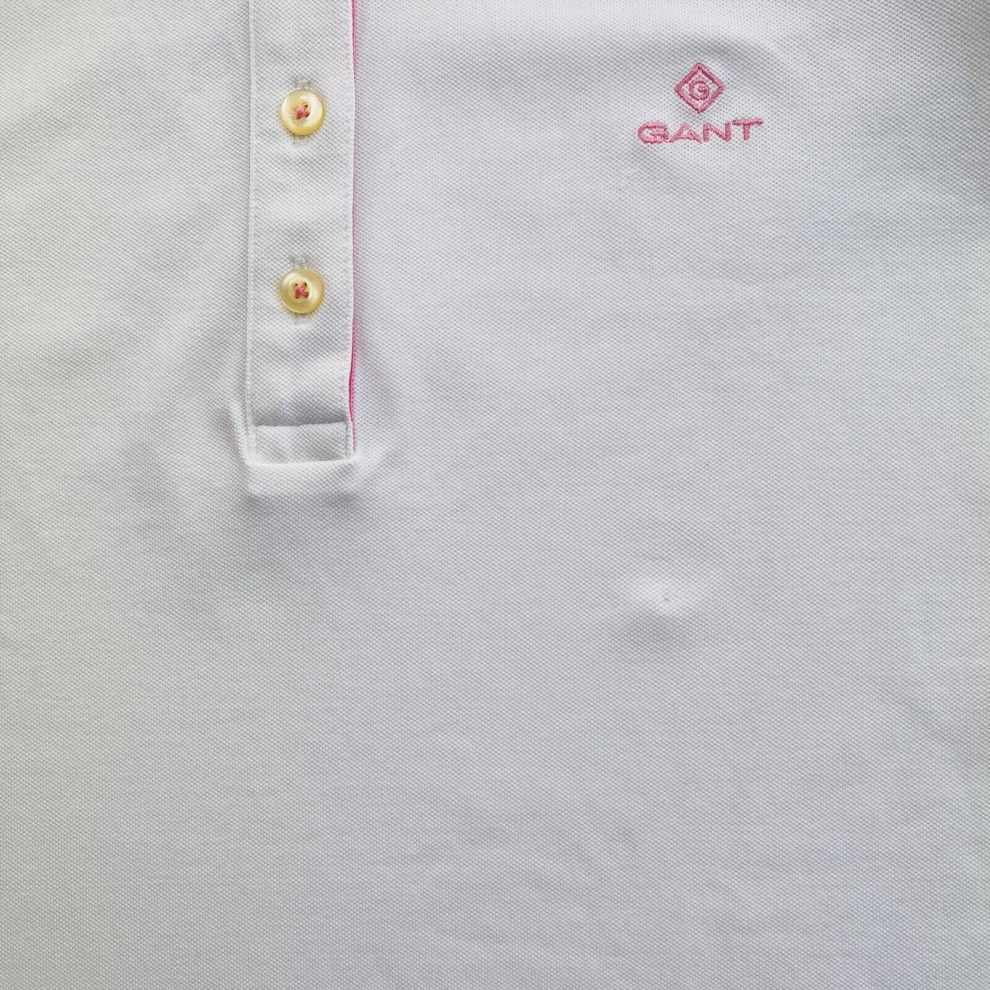 GANT White Contrast Collar Pique Polo Shirt Size XS