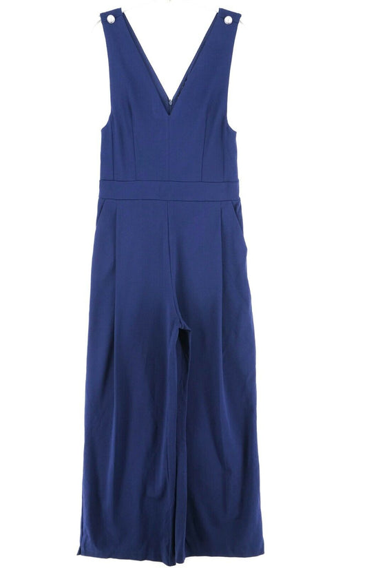 GUESS Navy Blue Wide Leg V Neck Sleeveless Jumpsuit Size S