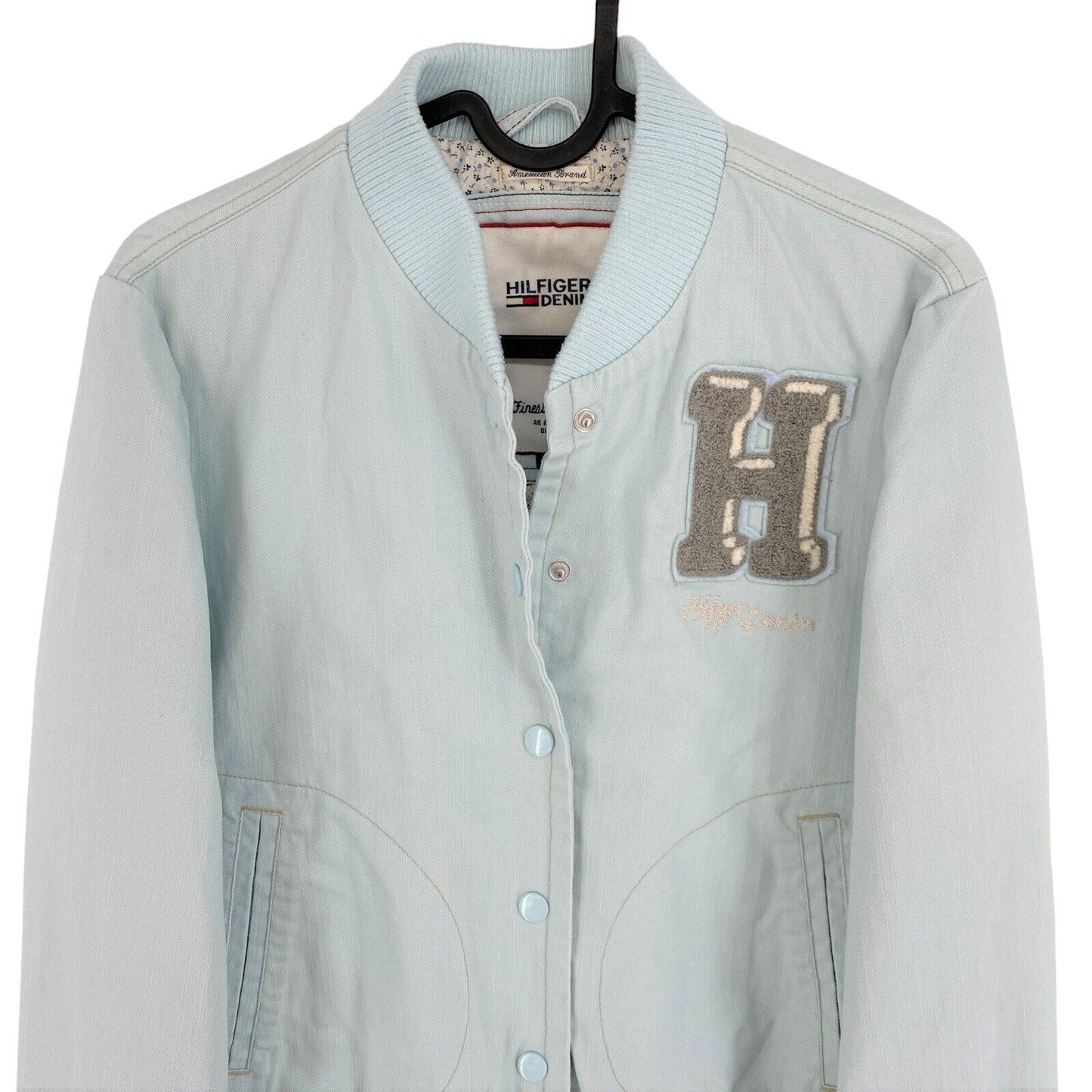 HILFIGER DENIM Light Blue Cotton Bomber Jacket Size S