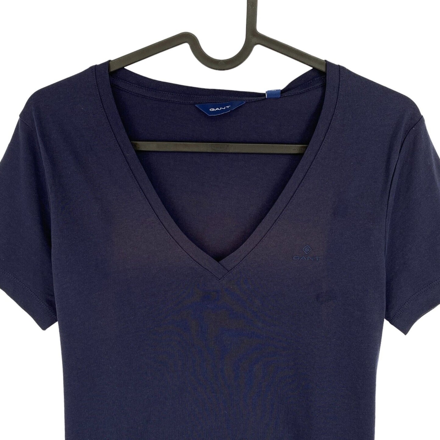 GANT Women Navy Blue Original V Neck Short Sleeve T Shirt Size XS