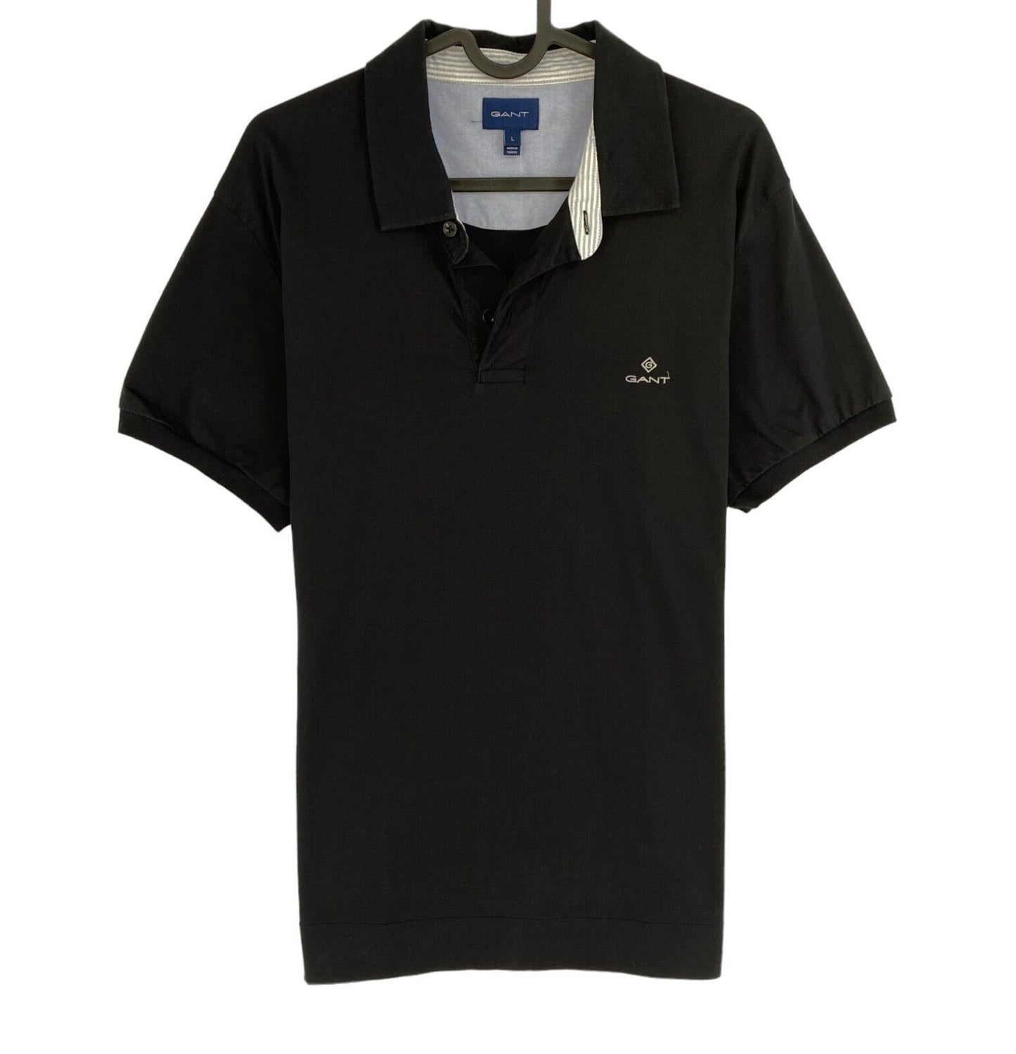 GANT Men Black Mercerized Jersey Short Sleeves Polo Shirt Size L