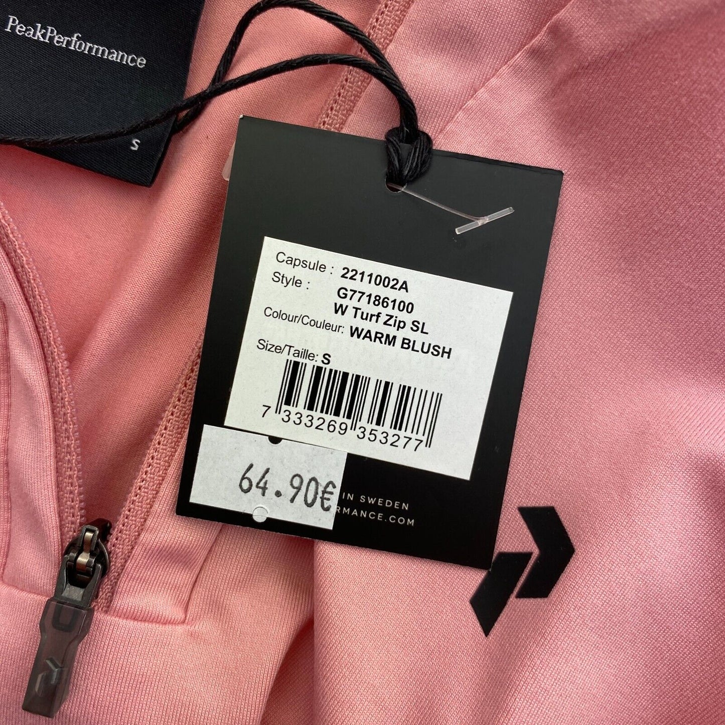 Peak Performance Pink Turf Zip ärmelloses T-Shirt Größe S