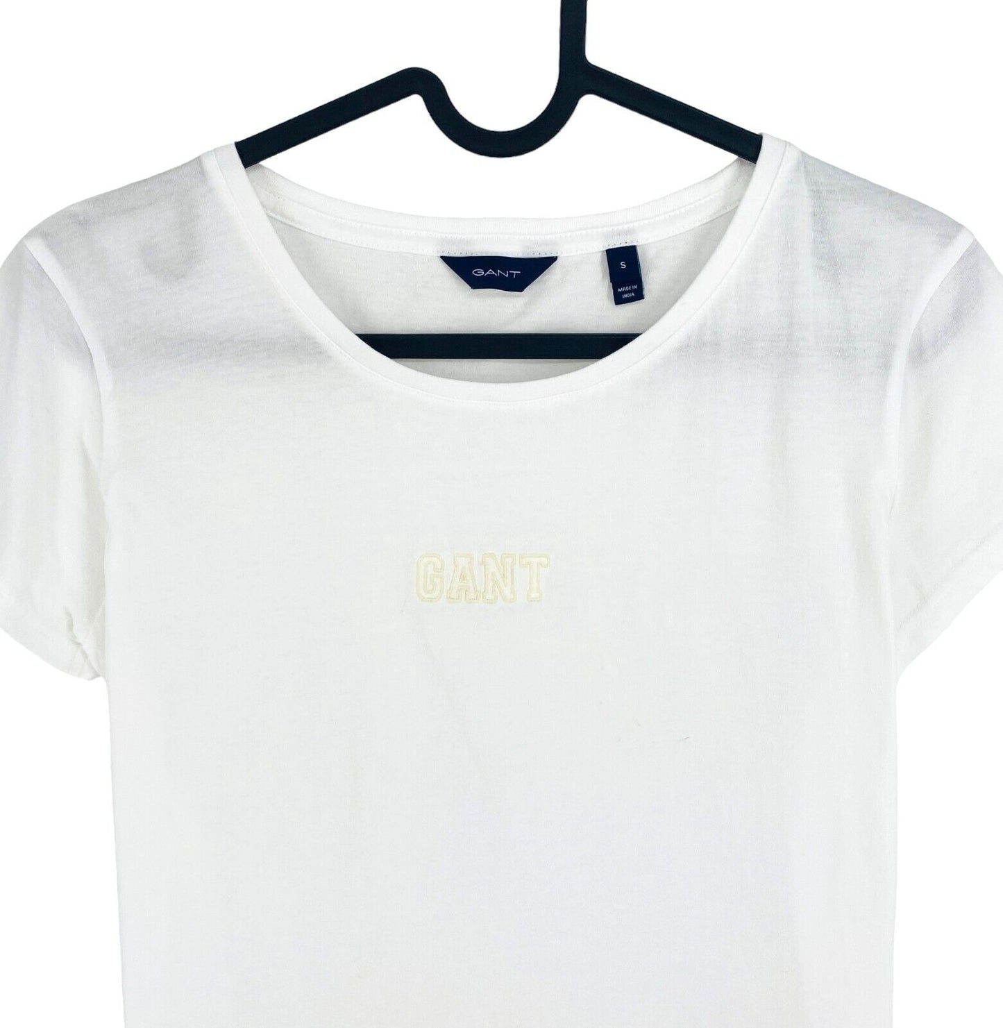 GANT Women White Logo Crew Neck Short Sleeves T Shirt Size S