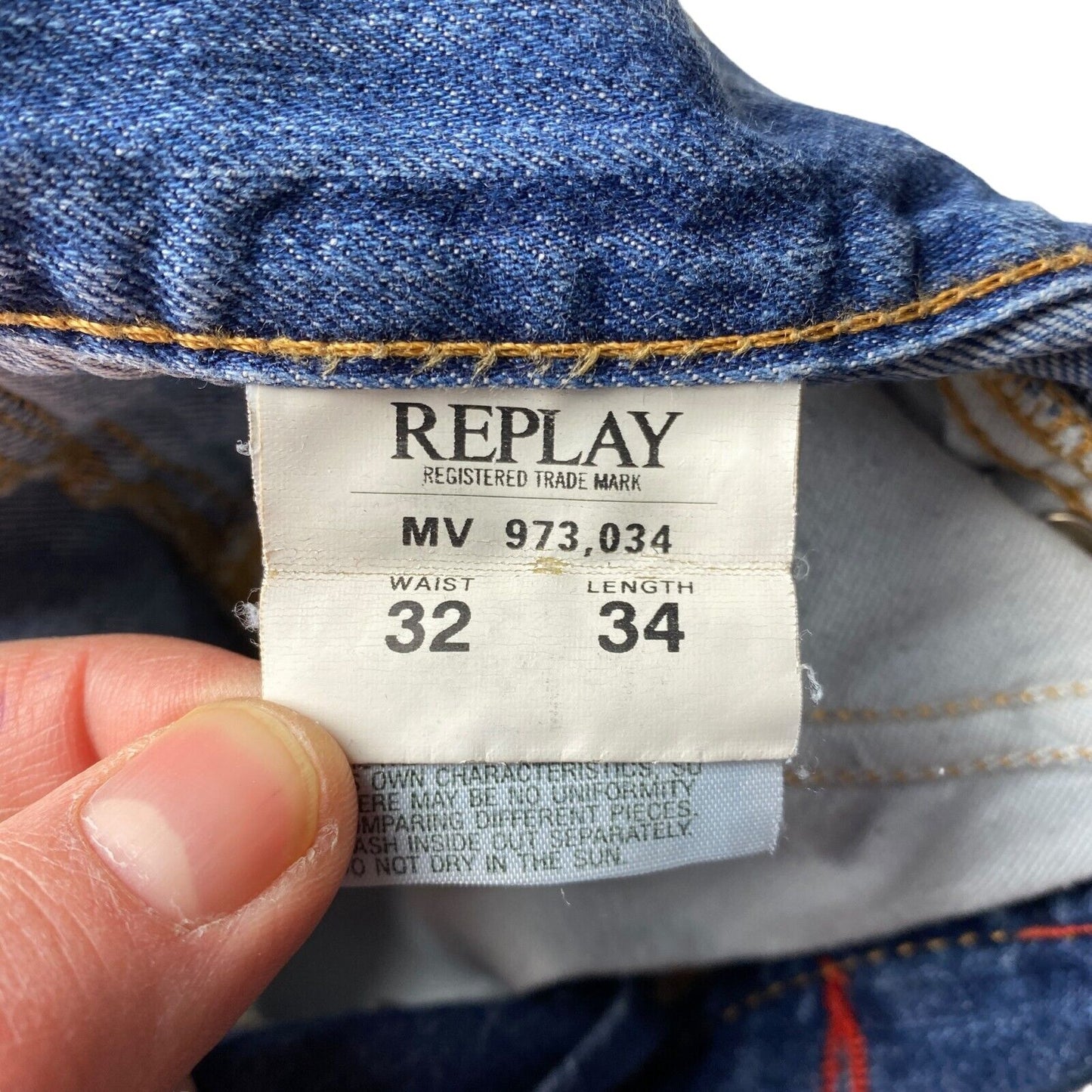 Replay Blue Slim Straight Fit Ripped Distressed Jeans W32 L32