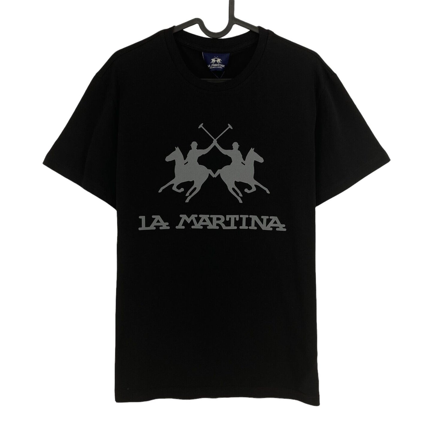 LA MARTINA Buenos Aires Black Jersey Crew Neck T Shirt Size S M