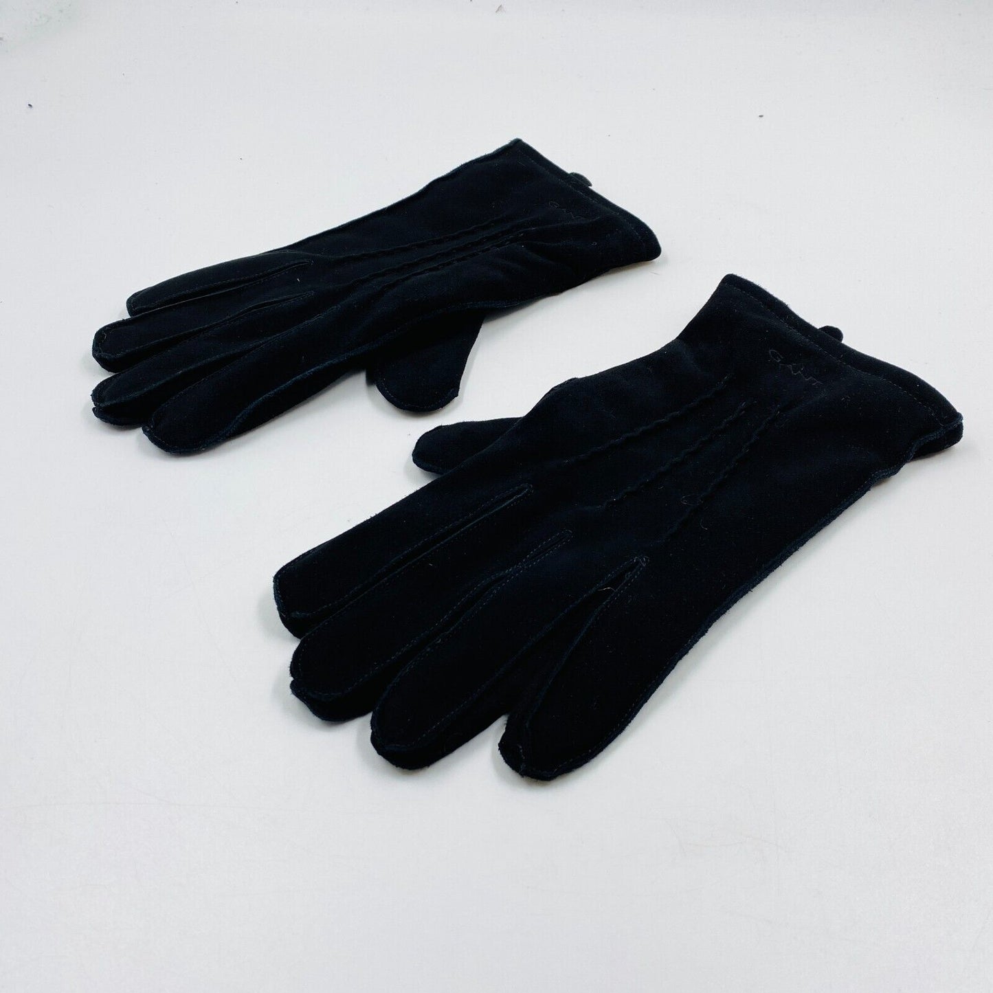 GANT Women Black Suede Leather Cashmere Wool Blend Warm Gloves Size L