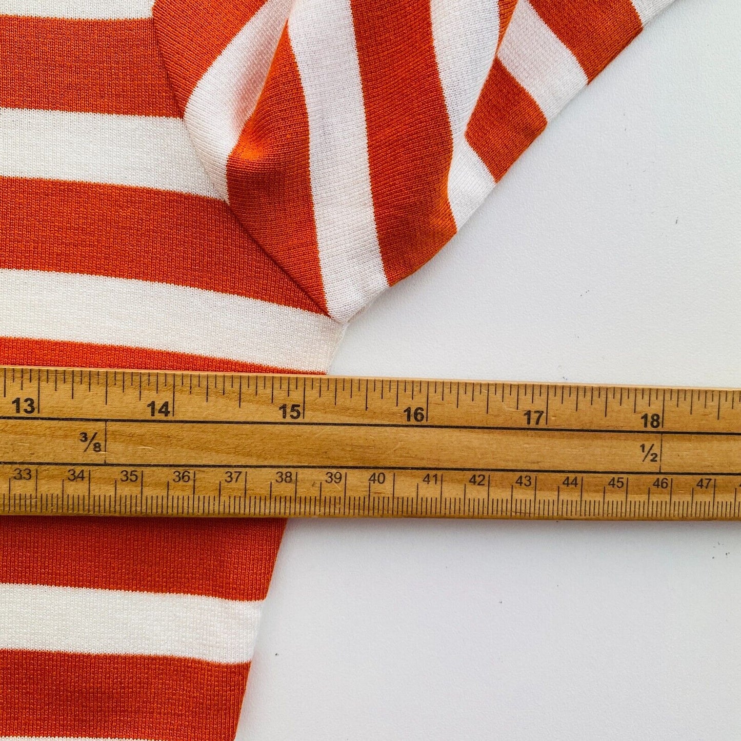 GANT Women Orange Striped SS Crew Neck T Shirt Size XS