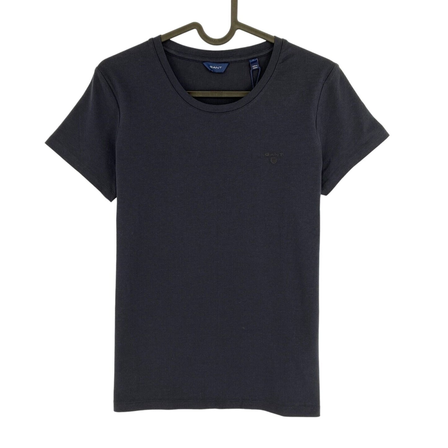 GANT Marineblaues COTT/ELA T-Shirt mit Rundhalsausschnitt, Größe S