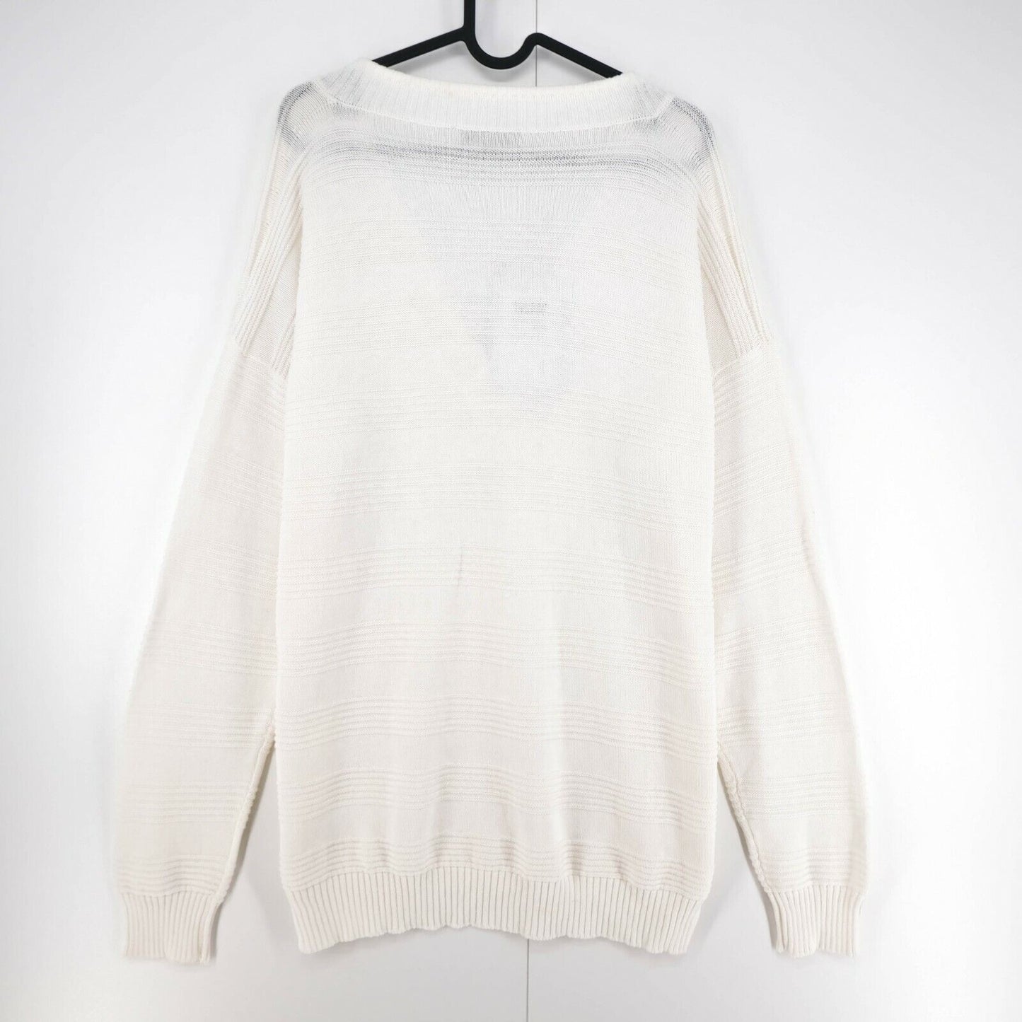 PERSONA White V Neck Jumper Sweater Pullover Size M