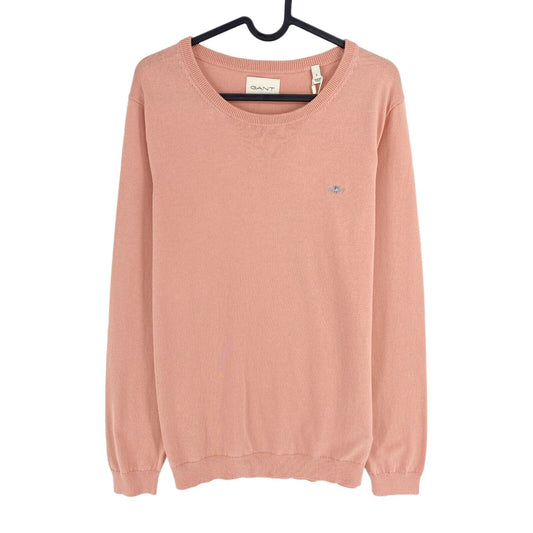 GANT Dusty Pink Classic Cotton Crew Neck Jumper Sweater Size L