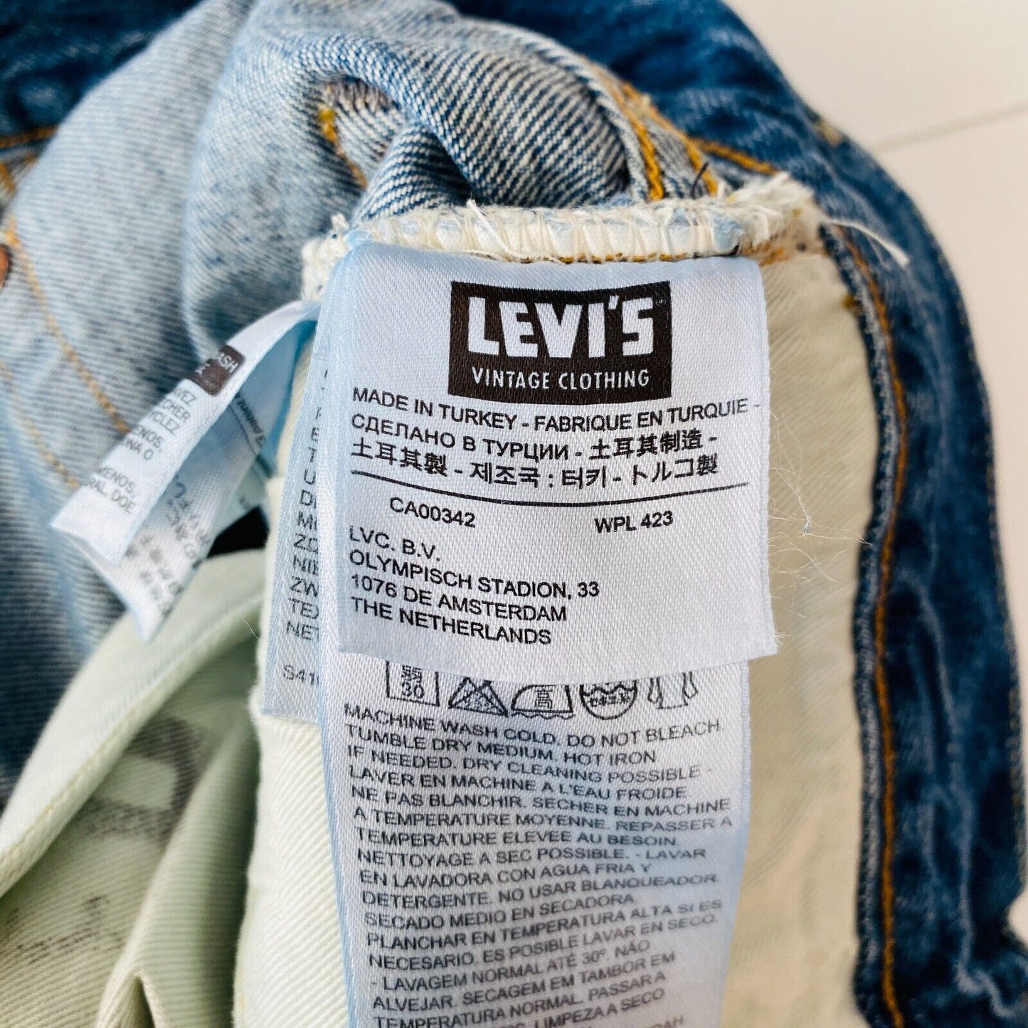 Levi's LVC 1954 501 Z Mens Boys Big E Blue Tapered Fit Distressed Jeans W25 L32