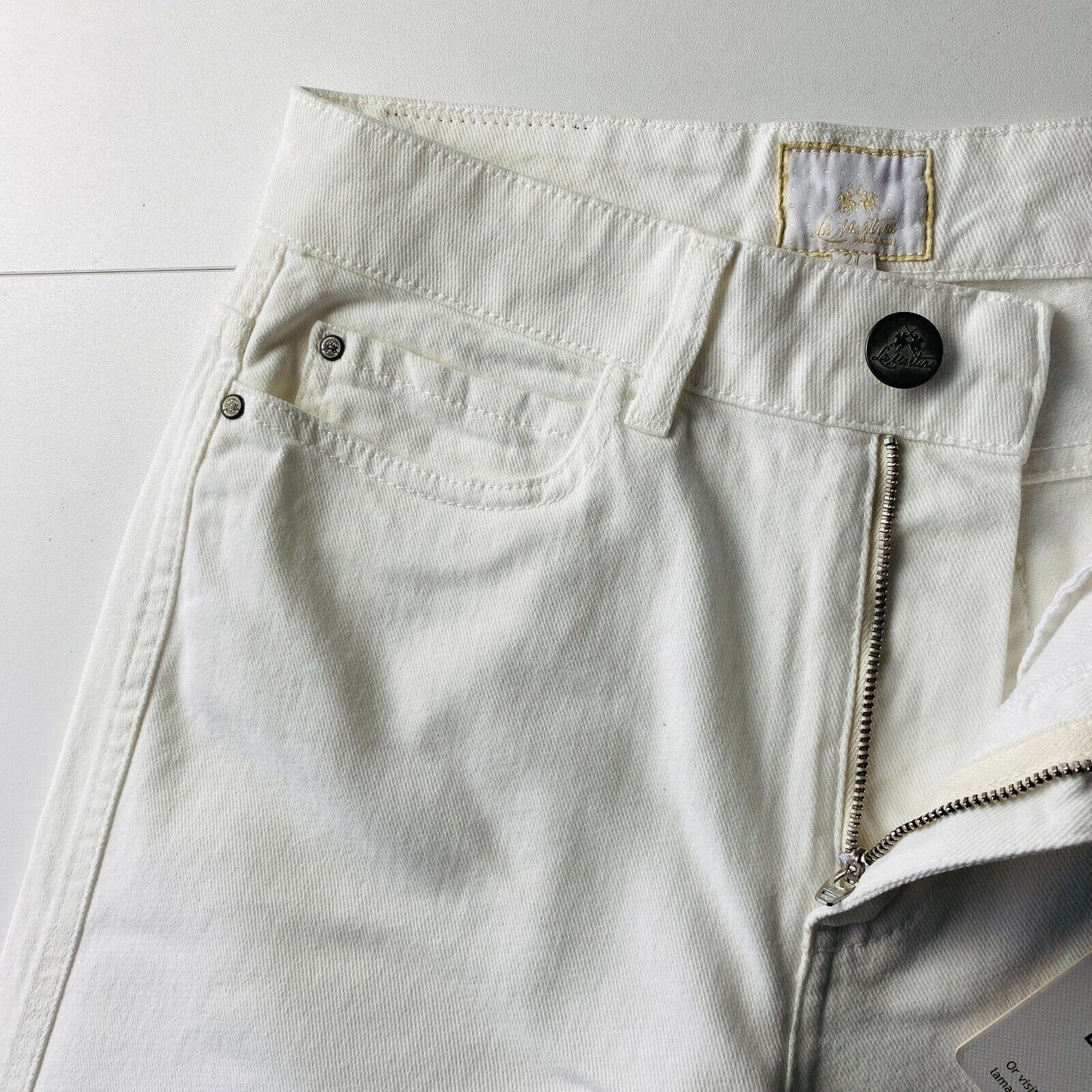 LA MARTINA Women White Loose Wide Leg Fit Jeans Size W27