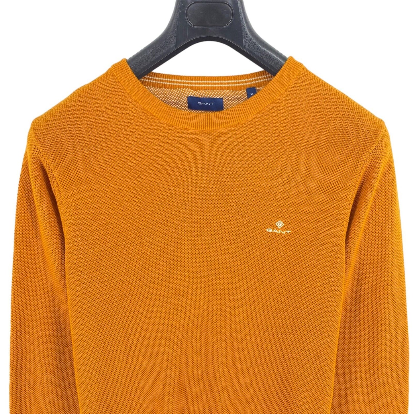 GANT Pull à col rond en coton piqué jaune Taille XL