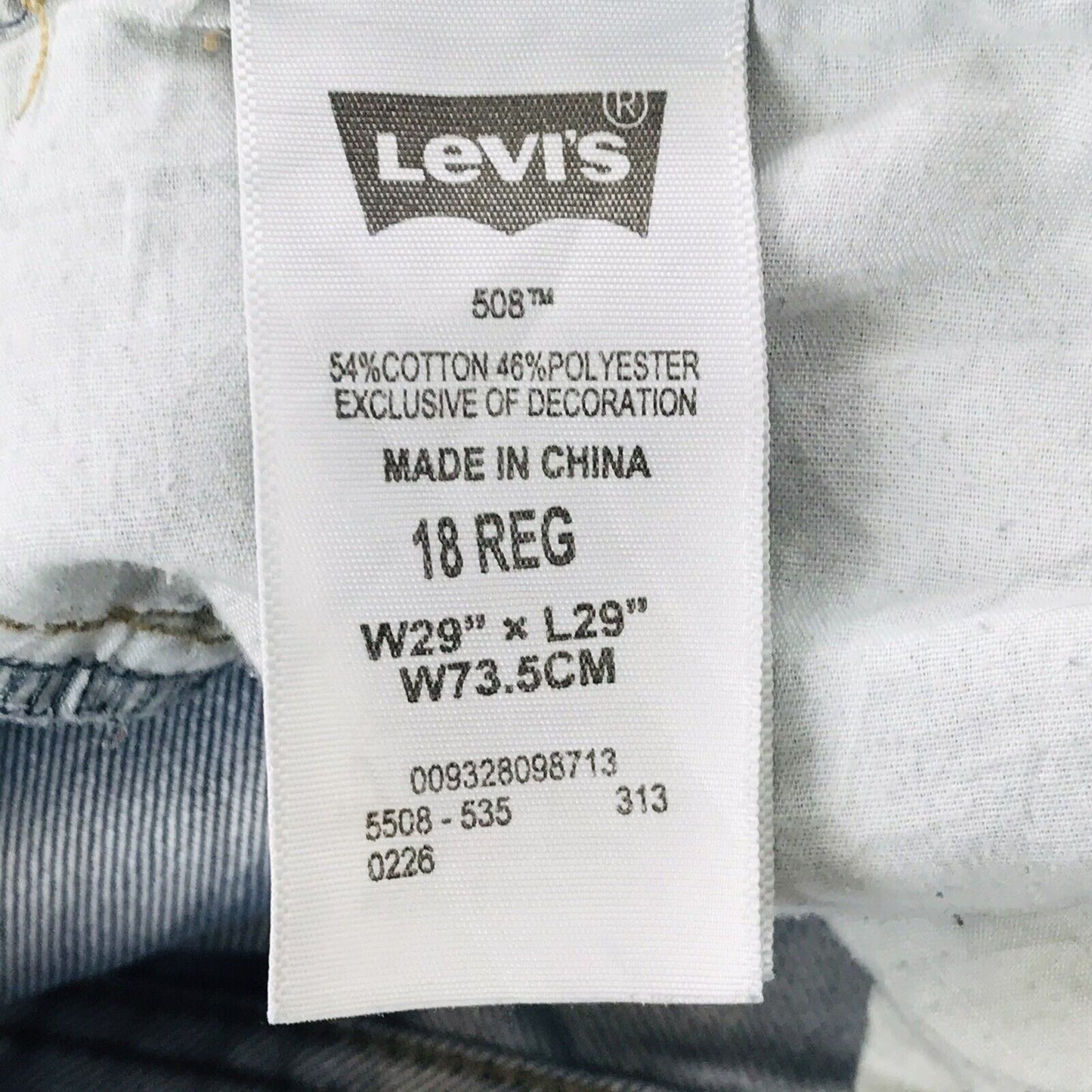 Vintage Levi's 508 Boys Blue Taper Fit Jeans 18 Reg / W29 L29