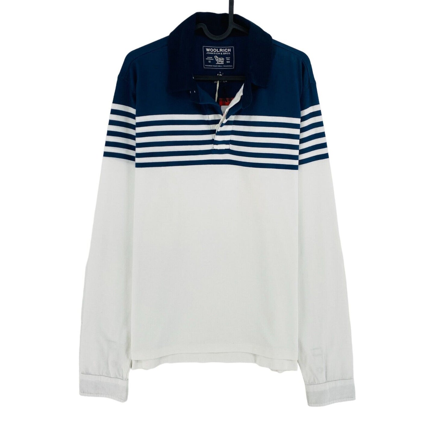 WOOLRICH White Long Sleeve Rugby Polo Sweater Jumper L