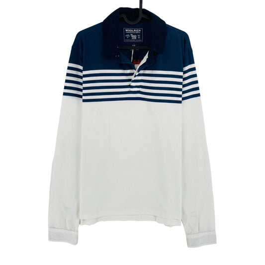 WOOLRICH White Long Sleeve Rugby Polo Sweater Jumper L