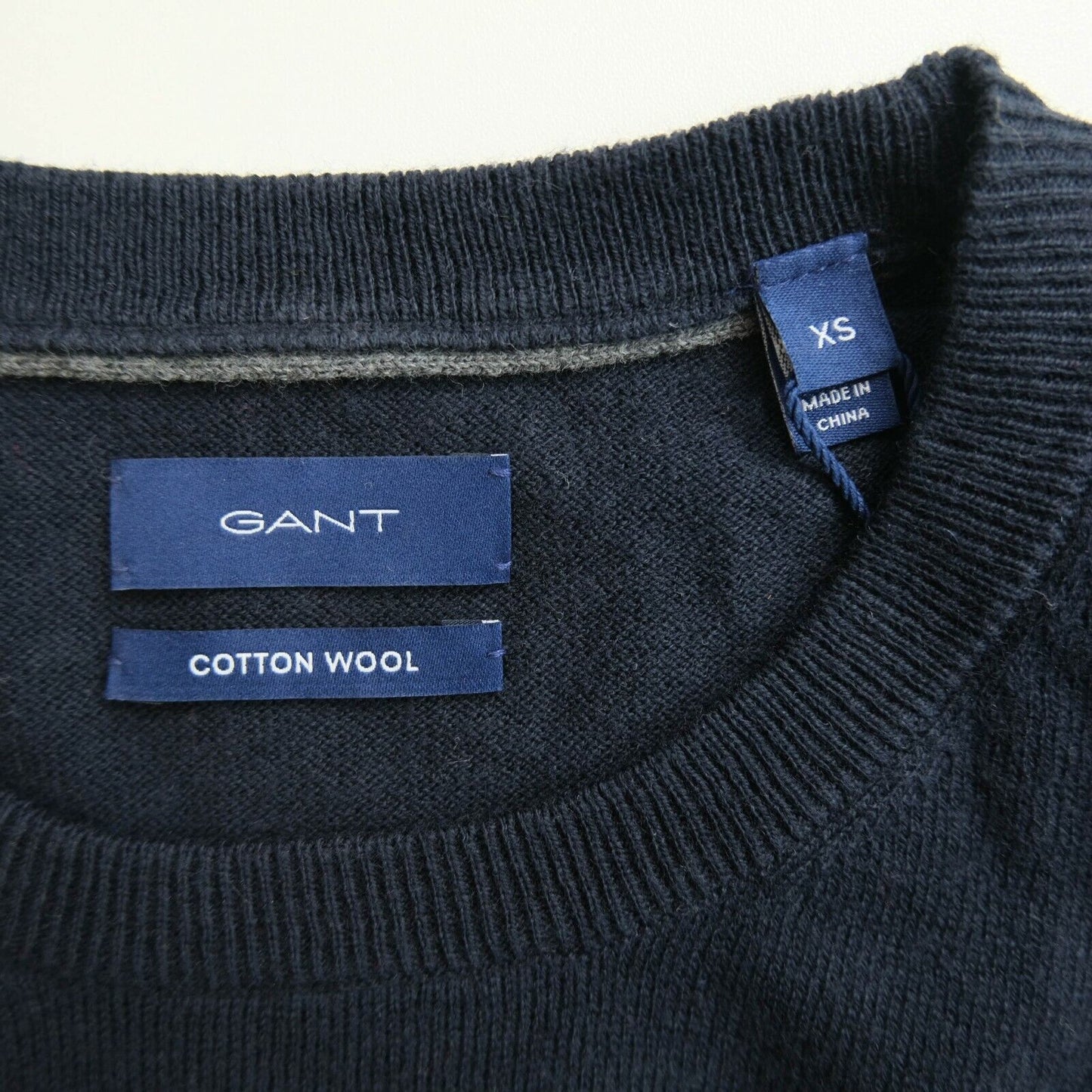 GANT Navy Blue Crew Neck Cotton Wool Sweater Jumper Size XS