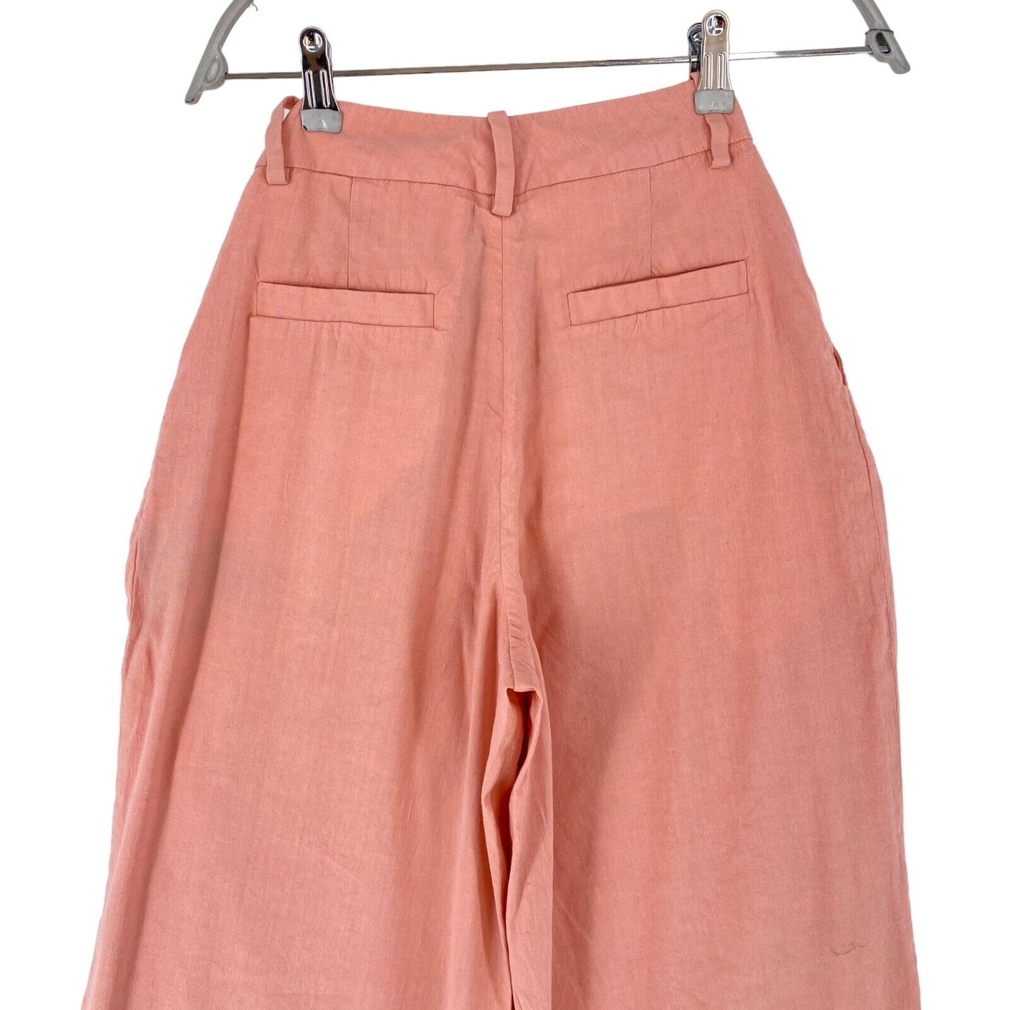 GANT Women Pink Relaxed Wide Leg Fit Linen Blend Trousers EUR 34 UK 6 US 4 W24