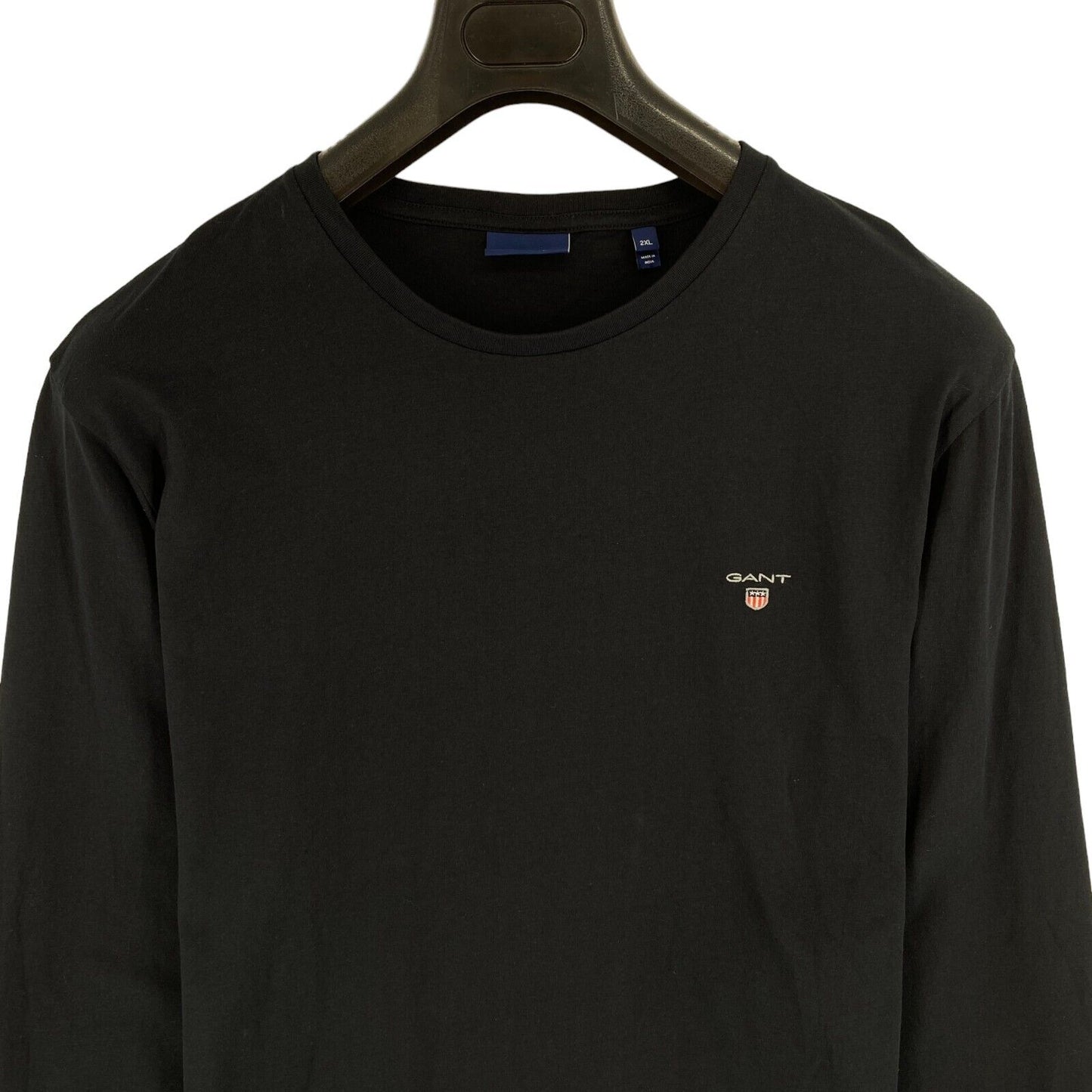 GANT Men Black Original Crew Neck Long Sleeve T Shirt Size 2XL