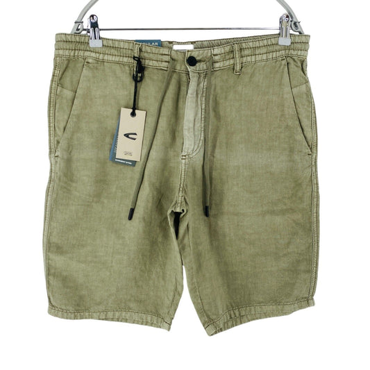 Camel Active Mens Green Regular Fit Linen Blend Shorts Size W33