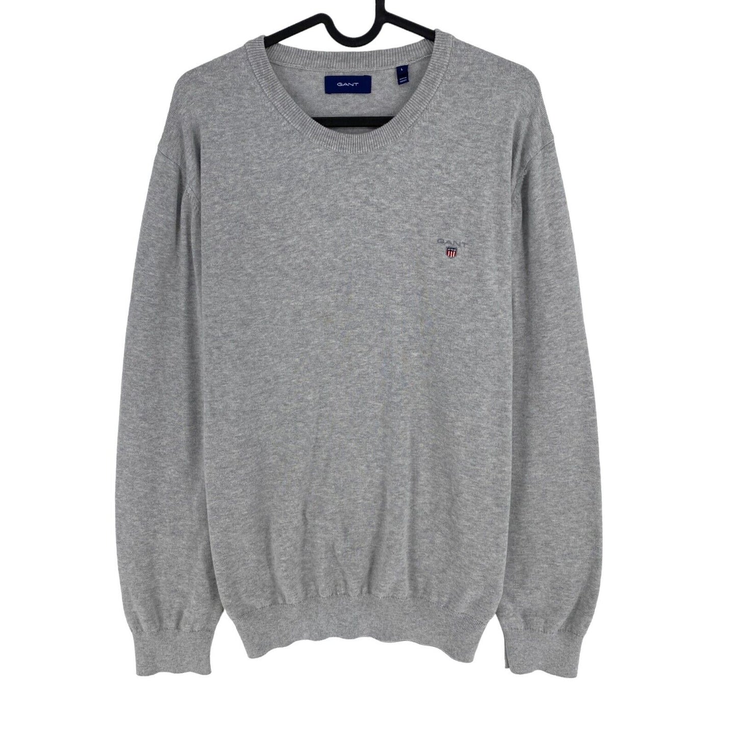 GANT Gris Classique Coton Ras Du Cou Pull Pull Taille L