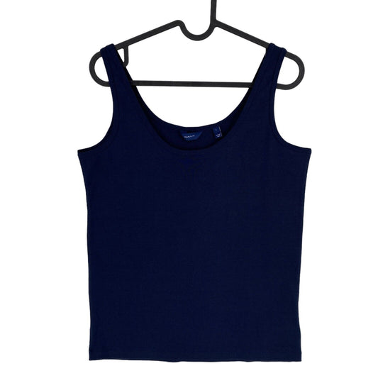 GANT Women Pinkish Navy Blue 1x1 Rib Tank Top Size L