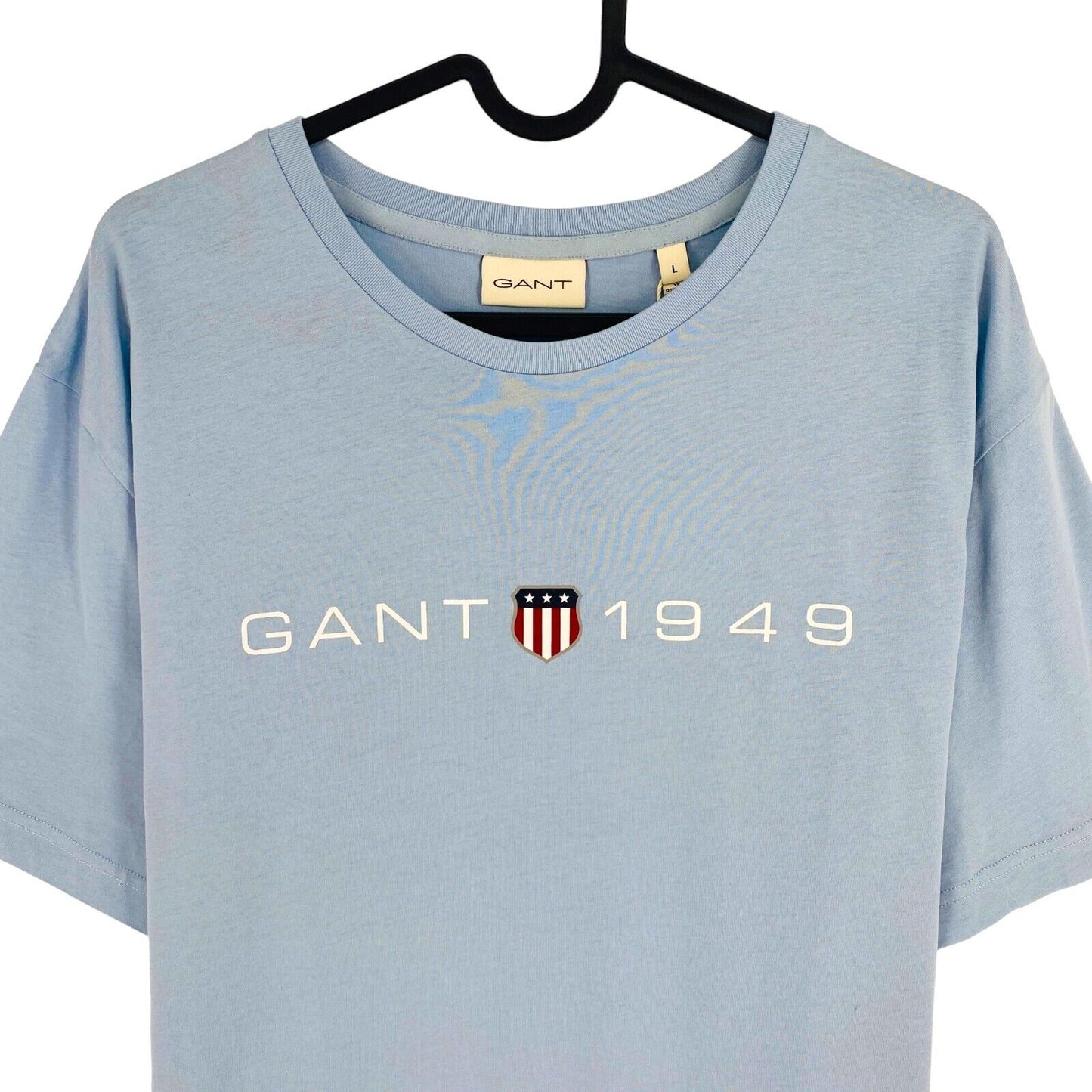 GANT Men Light Blue Printed Graphic Crew Neck Short Sleeve T Shirt Size L