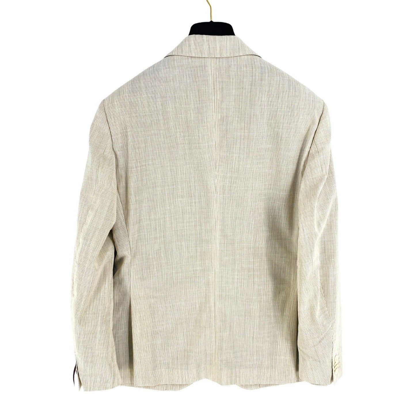 TOMMY HILFIGER Men Beige Slim Fit Wool Linen Blazer Jacket Size EU 52 UK/US 42